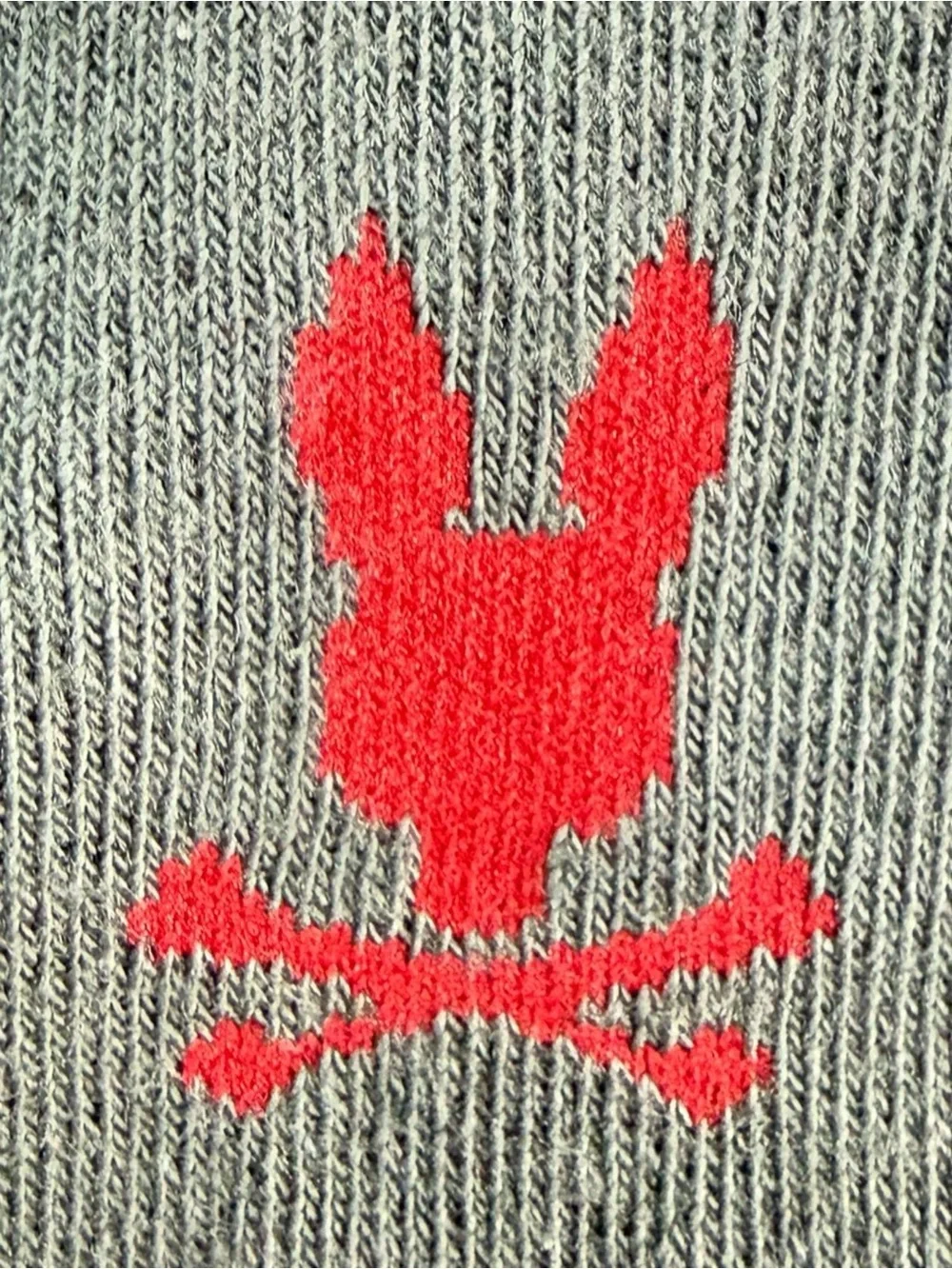 Psycho Bunny Men's Crew Socks Charcoal Grey Red Bunny Logo Size O/S NWT